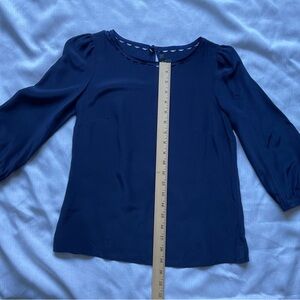 J.CREW Women's Navy Blue 100% Silk 3/4 Sleeve Blouse Size 00Petite
